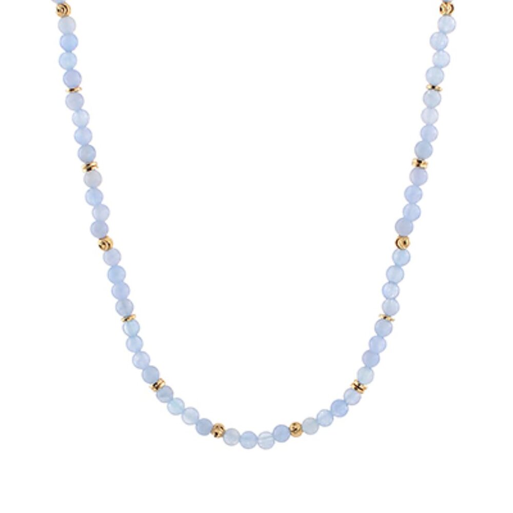 Light Blue Beaded Necklace 16" L